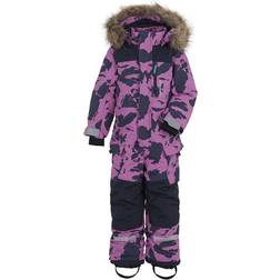 Didriksons Polarbjörnen Printed Kid's Coverall - Radiant Purple Islands (503836-991)