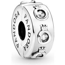 Pandora Sparkling Crown O Clip Charm - Silver/Transparent