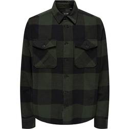 Only & Sons Camicia 'Milo' verde scuro nero