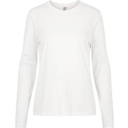 Pieces Ria Solid Long Sleeve T-shirt - Bright White