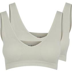 Pieces Symmi Rib Bra Top 2-Pack - White