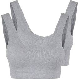 Pieces Symmi Rib Bra 2-pack - Light Grey Melange