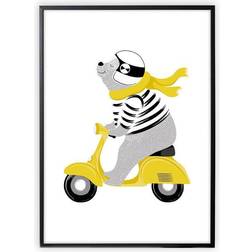 XO Posters Mr Bear On Moped Poster