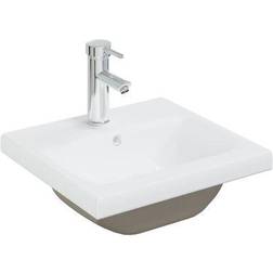 vidaXL Lavabo Empotrado Con Grifo Cerámica Blanco 42x39x18 cm