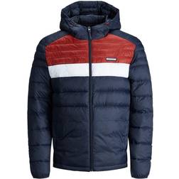 Jack & Jones Hooded Nylon Puffer Jacket - Blue/Navy Blazer