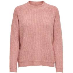 Only High Neck Knitted Pullover - Pink/Mahogany Rose