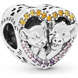 Pandora Disney Simba & Nala Heart Charm - Silver/Multicolour