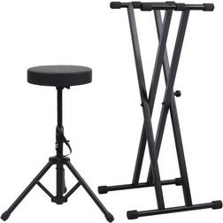 vidaXL Double Barbed Keyboard Stand & Stool