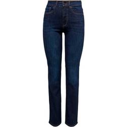 Only Nahla Life High Waist Straight Jeans - Dark Blue