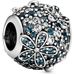 Pandora Pavé Daisy Flower Charm - Silver/Blue/Transparent