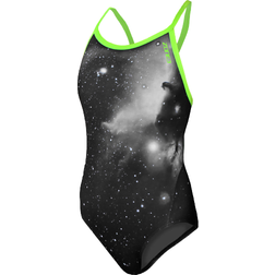 Zone3 Women's Cosmic Bound Back Swimming Costume - Gray/Fluro Yellow