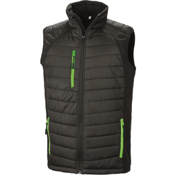 Result Black Compass Padded Softshell Gilet Unisex - Black/Lime