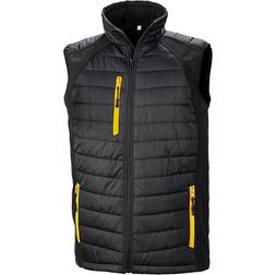 Result Black Compass Padded Softshell Gilet Unisex - Black/Yellow