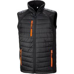 Result Black Compass Padded Softshell Gilet Unisex - Black/Orange