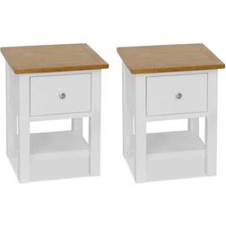 vidaXL Solid Oak Wood Bedside Table 11.8x14.2" 2pcs