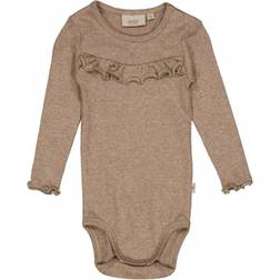 Wheat Rib Ruffle Body L/S - Khaki Melange (9108e-007-3204)