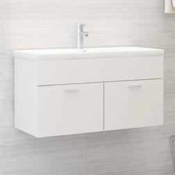 vidaXL Mobile Sottolavabo Grigio Lucido 90x38.5x46 cm Legno Multistrato