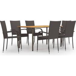 vidaXL 3072494 Set da pranzo per patio, 1 Tavolo incluso 6 Sedie