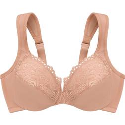 Glamorise Low Cut WonderWire Lace Bra - Cappuccino