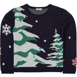 BillieBlush Christmas Tree Sweater - Navy