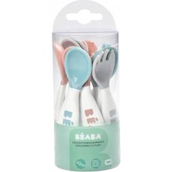 Beaba Lot 10 couverts ergonomiques 2ème âge blue/pink