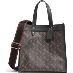 Coach Field Tote With Horse And Carriage Print - B4/Truffle Black