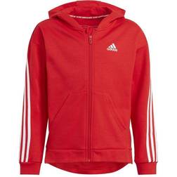 Adidas Kid's 3-Stripes Full-Zip Hoodie - Vivid Red/White (GT6889)