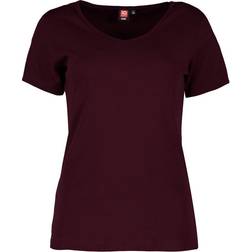 ID Ladies Interlock V-Neck T-Shirt - Dark Bourdeaux