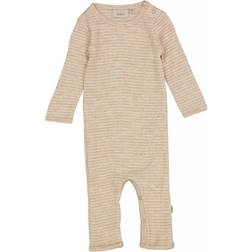 Wheat Plain Wool Jumpsuit - Khaki Stripe (9311e-779-3206)