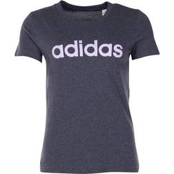 adidas Women Essentials Linear T-shirt - Dark Gray Heather/Purple Tint