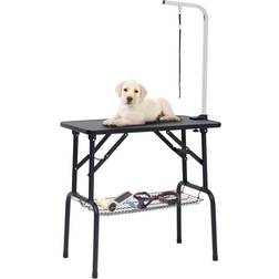 vidaXL Trimming Table for Dogs with 1 Leash and Basket