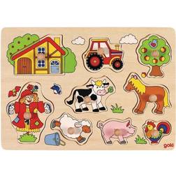 Goki Farm Knob Puzzle in Wood 9 Pieces