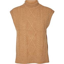 Vero Moda Amina High Neck Vest - Brown/Tan