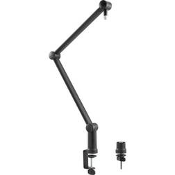 LogiLink AA0127 Bras de Microphone Professionnel avec Bras en Ciseaux Pliable pour Streaming, podcasts, Diffusion, etc. Rotatif à 360 et Angle réglable Flexible, Noir