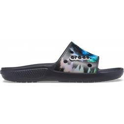 Crocs Classic Tie Dye Graphic Slide - Multi Black/Black