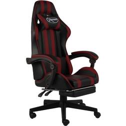 vidaXL Gaming Chair With Footrest Black & Wine Red Synthetic Leather