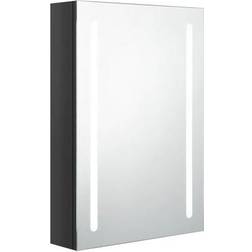 vidaXL Armadietto Bagno Con Specchio e LED Grigio Lucido 50x13x70 cm