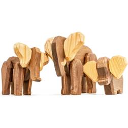 FableWood Mother Elephant Father Elephant & Small Elephant Large Set