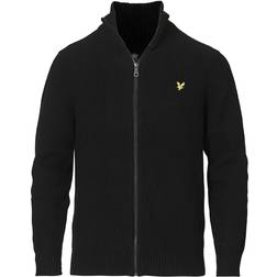 Lyle & Scott Knitted Rib Zip Through Cardigan - Jet Black