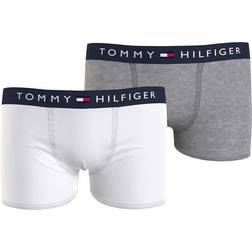 Tommy Hilfiger Stretch Cotton Logo Waistband Trunks 2-pack - White/Medium Grey Ht (UB0UB00341-0WU)