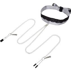 Fifty Shades of Grey Gray Satijnen Collar Met Tepelklemmen Zilver