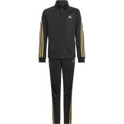 Adidas Team Polyester Regular 3-stripes Tracksuit - Black/Gold Metallic (H26621)