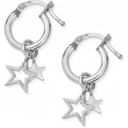 ChloBo Double Star Small Hoop Earrings - Silver