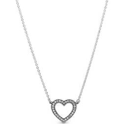 Pandora Sparkling Open Heart Necklace - Silver/Transparent