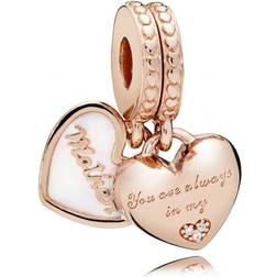 Pandora You're Always in My Heart Split Dangle Charm - Rose Gold/Grey/Transparent