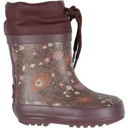 Wheat Thermo Rubber Boot - Maroon Flowers