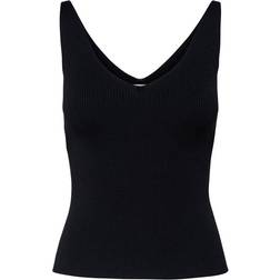 Jacqueline de Yong Nanna V-Neck Sleeveless Top - Black/Black