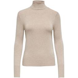 Only Venice Rollneck Knitted Pullover - White/Whitecap Gray