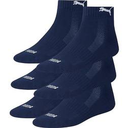 Puma Unisex Cushioned Quarter Socks 3-pack - Navy