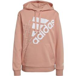 adidas Brand Love Slanted Logo Relaxed Hoodie Women - Ambient Blush/White